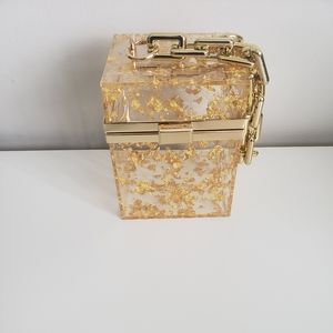 Gold Clear Boxy Clutch Fashion Nova